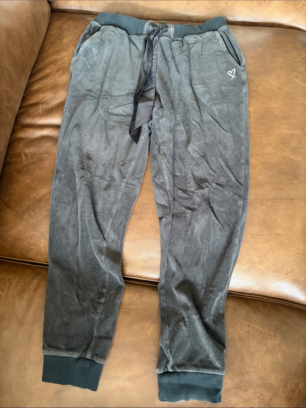 VS Velour Black Jogger Pants with Drawstring